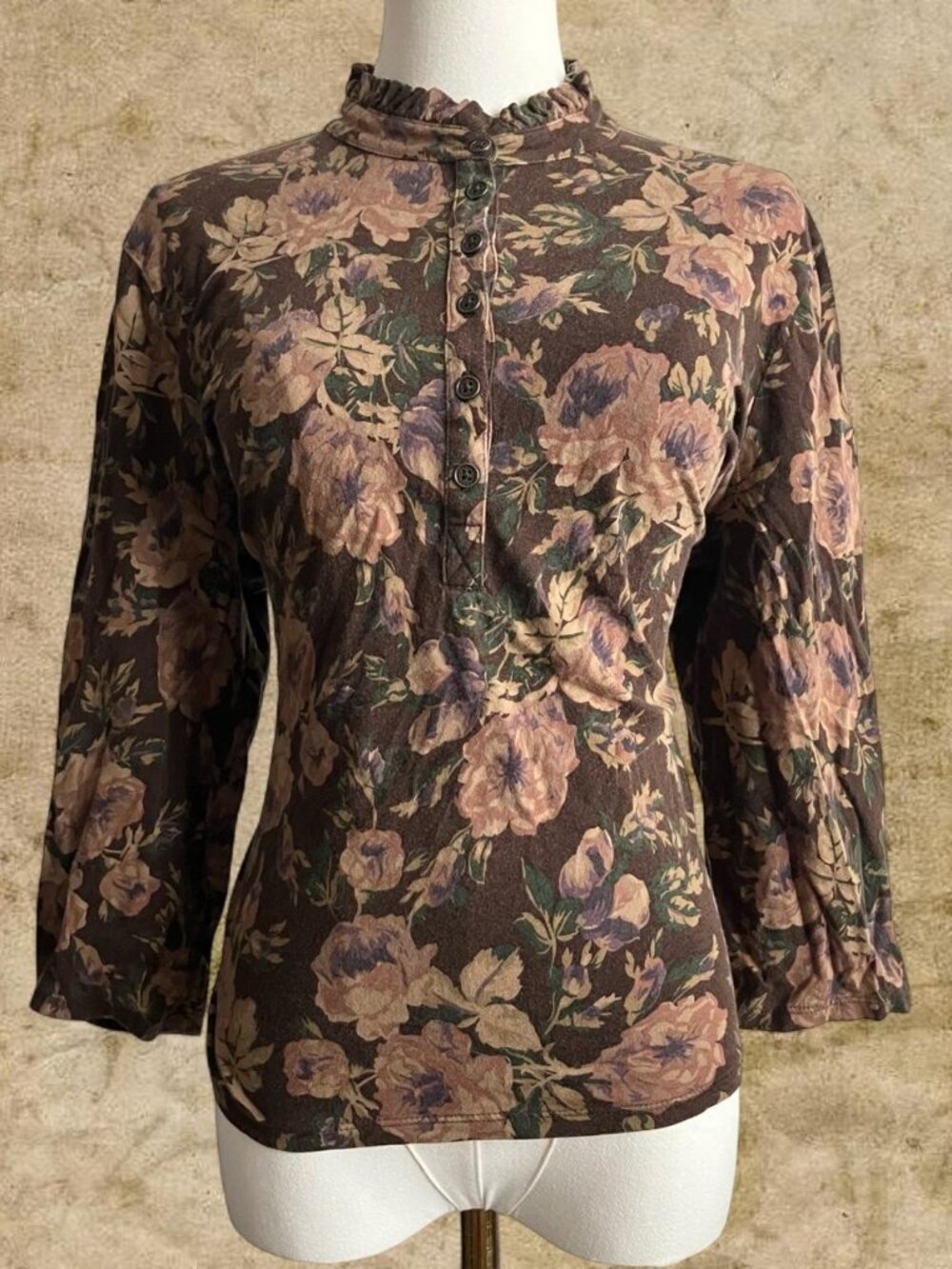 Vintage Chaps Floral Mock Neck Top – Size XL